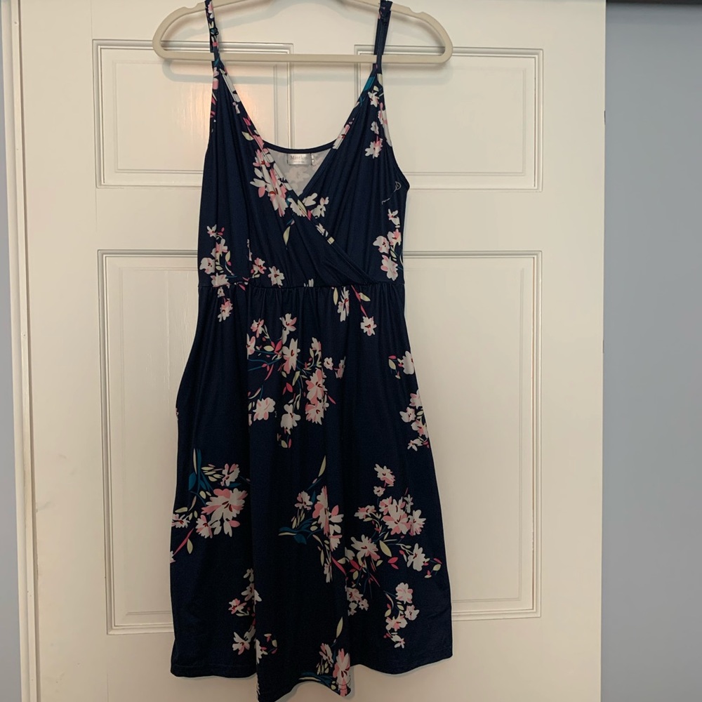 Navy blue floral dress